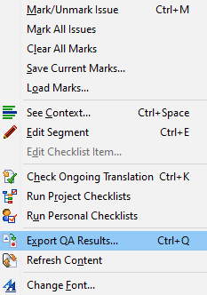 Export QA results